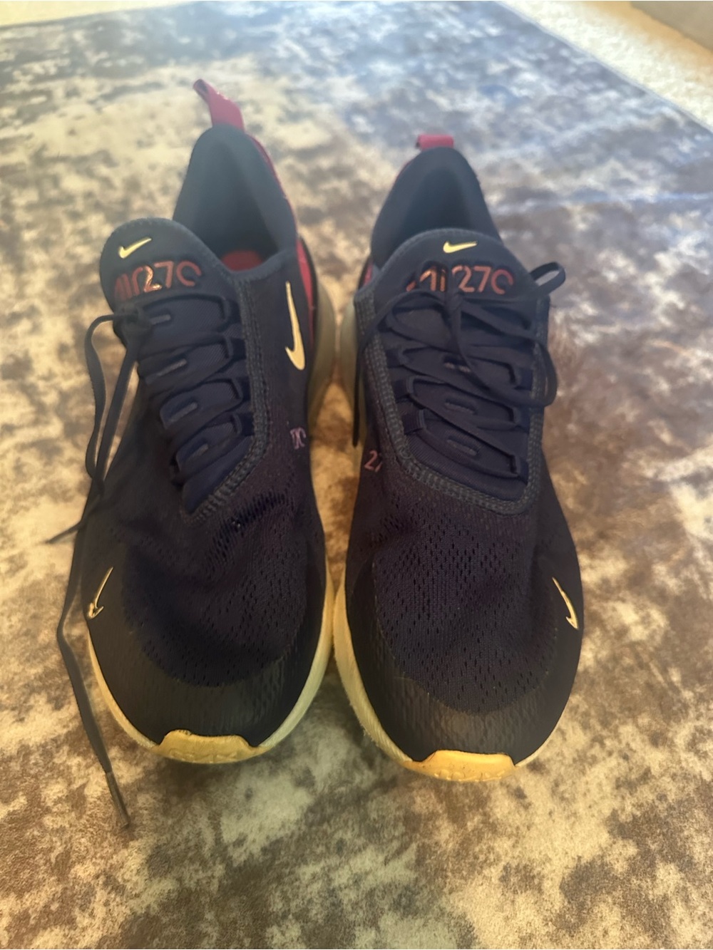 Nike Women’s Air Max 270 — Navy with Burgundy Accents - Picture 3 of 9